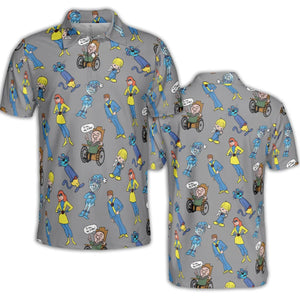 70s Saturday Morning Superhero Cartoon AOP Men/Women Polo Shirt