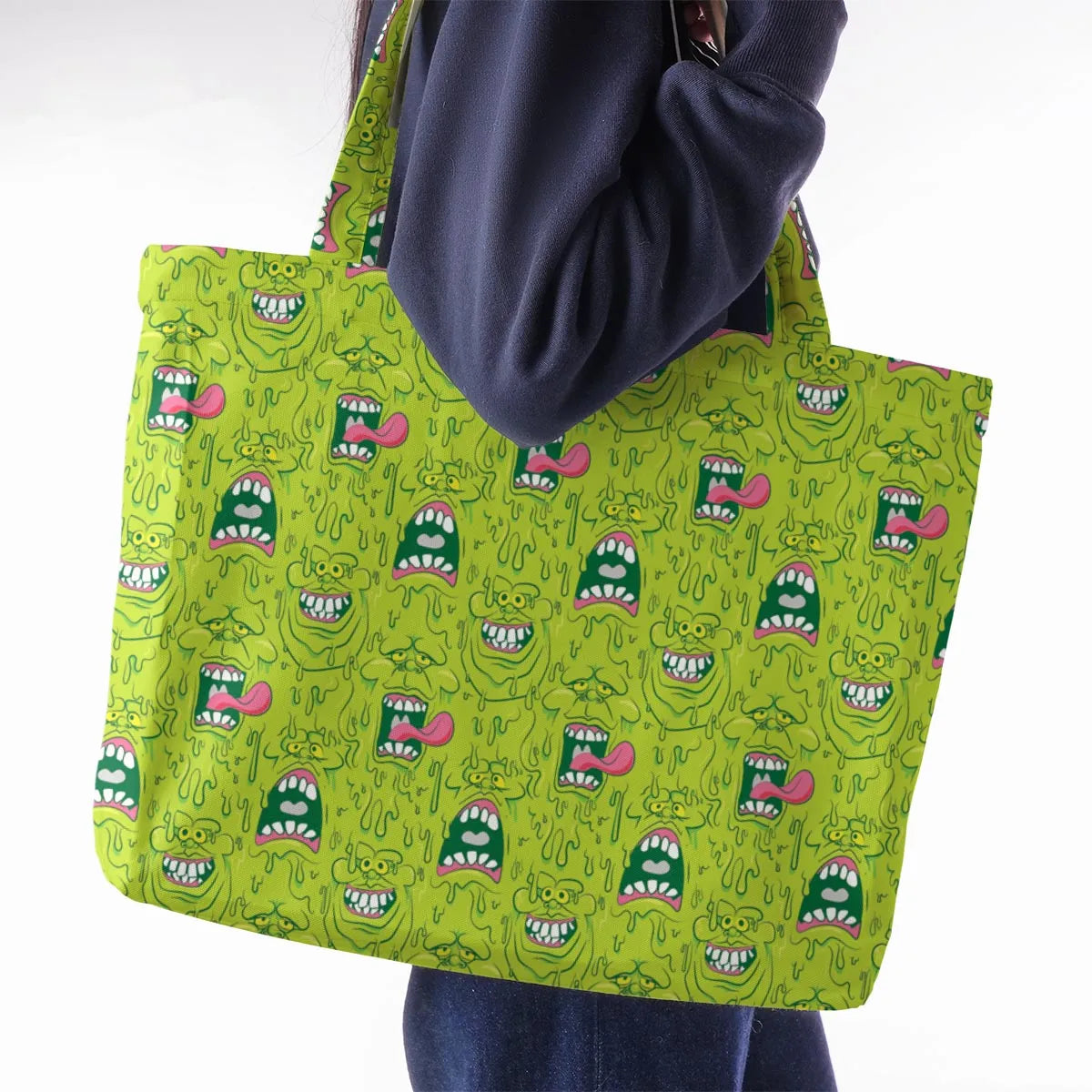 Funny Face Expression Slimer Ghostbusters Large Tote Bag