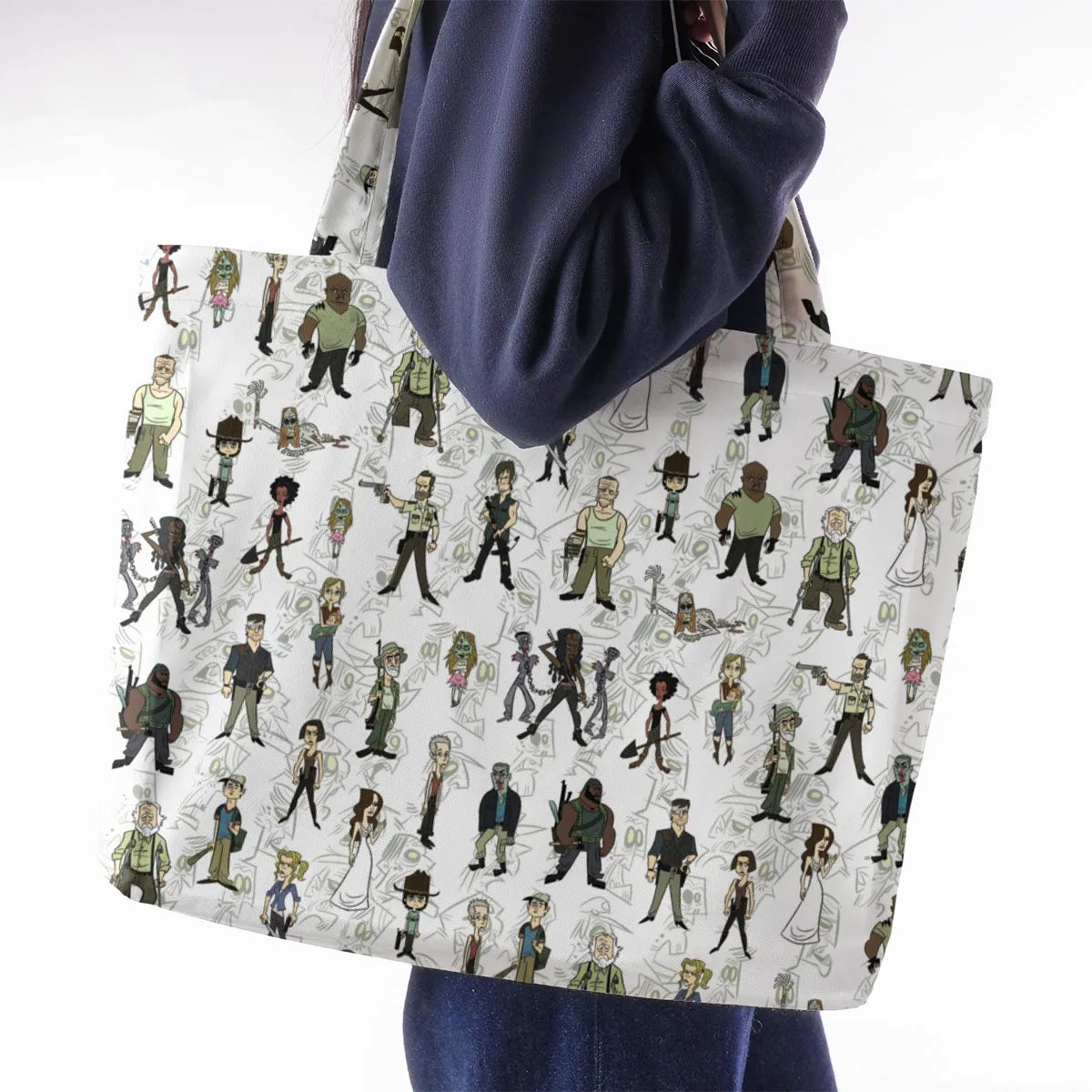 The Walking Dead Characters as Cartoons Large Tote Bag