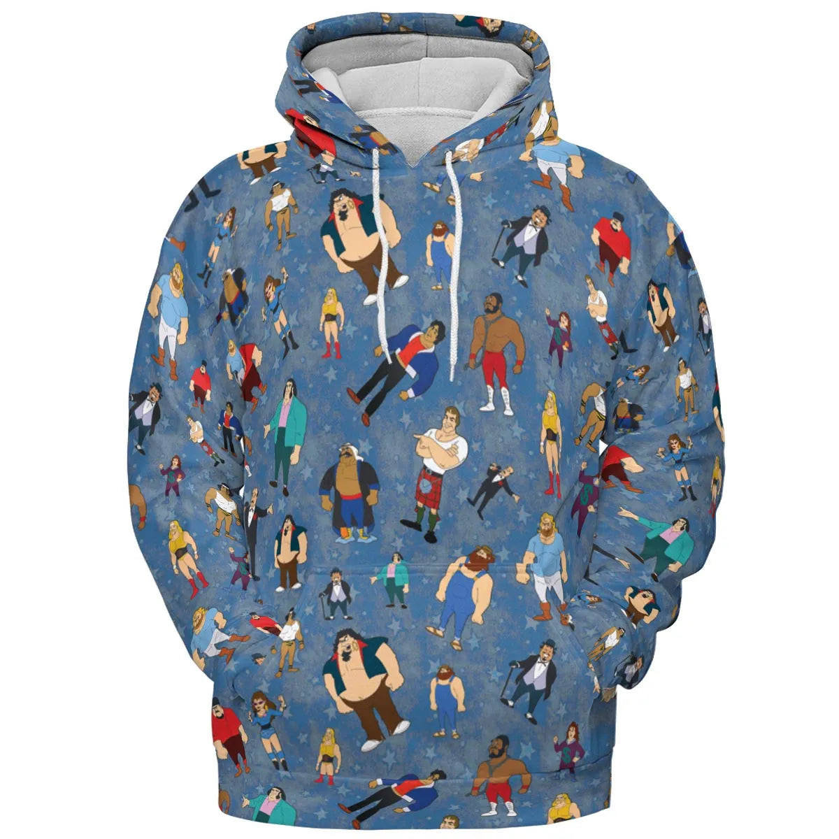80s Hulk Rock 'n' Wrestling Characters All-over Print Hoodie