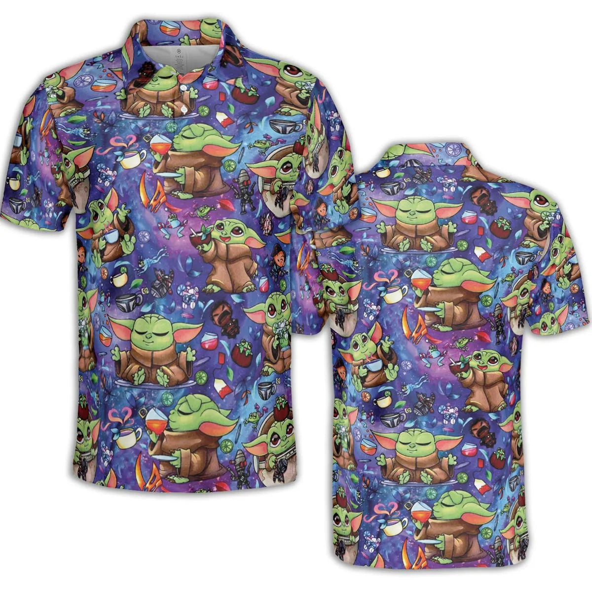 Baby Yoda In the Galaxy AOP Men/Women Polo Shirt