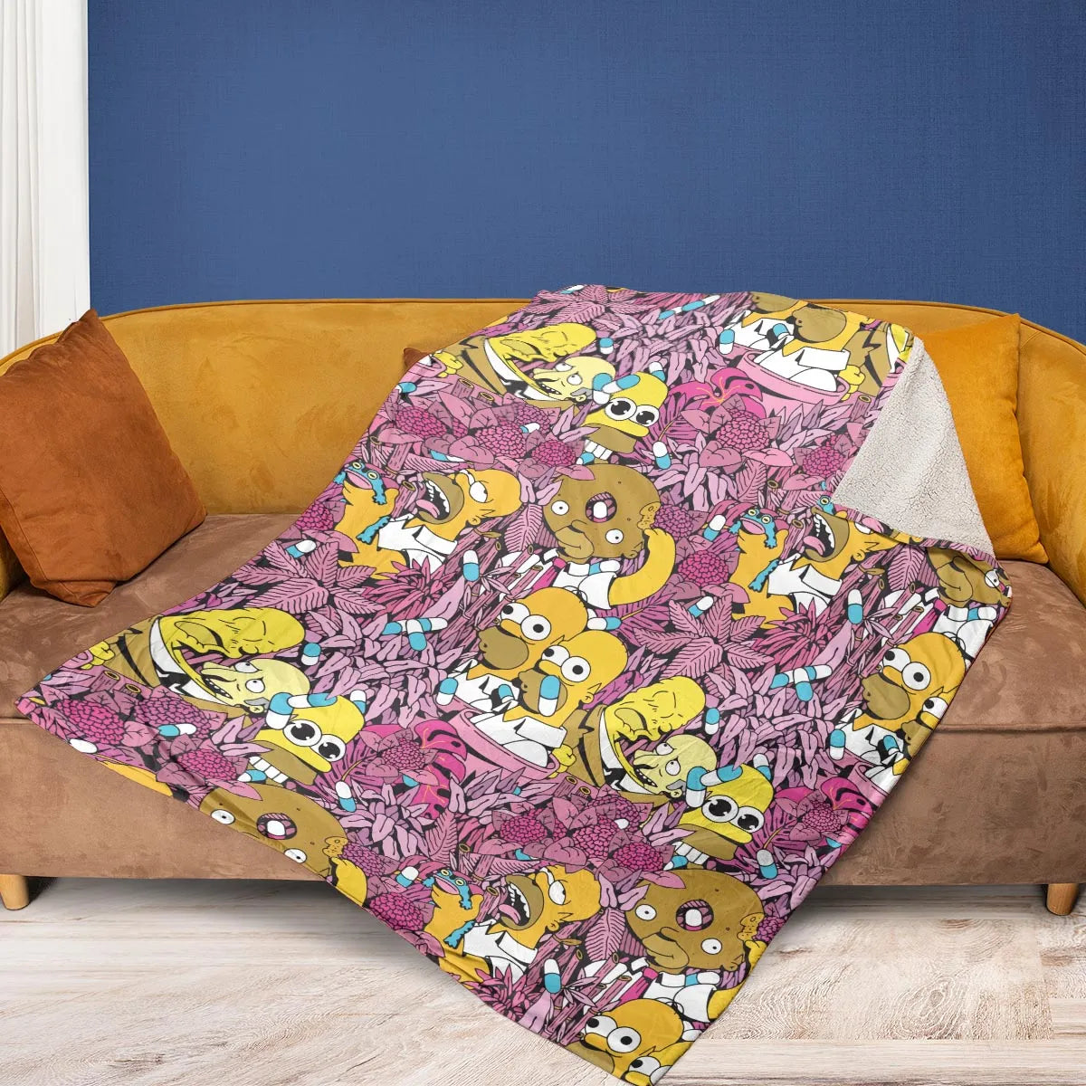Homer Simpson In Flower Bush The Simpsons Fleece Blanket