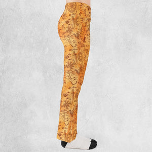 Vintage Adventure Map Indiana Jones Flare Leggings