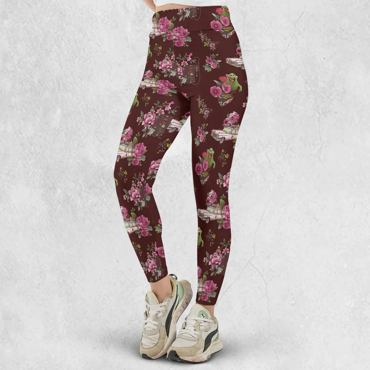 Slimer Ecto-1 Proton Pack Floral Ghostbusters Legging