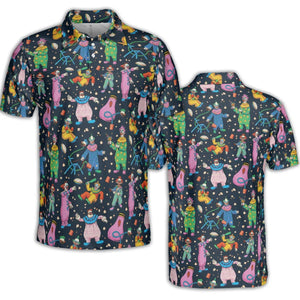 Clowns Popcorn Killer Klowns from Outer Space Pattern AOP Men/Women Polo Shirt