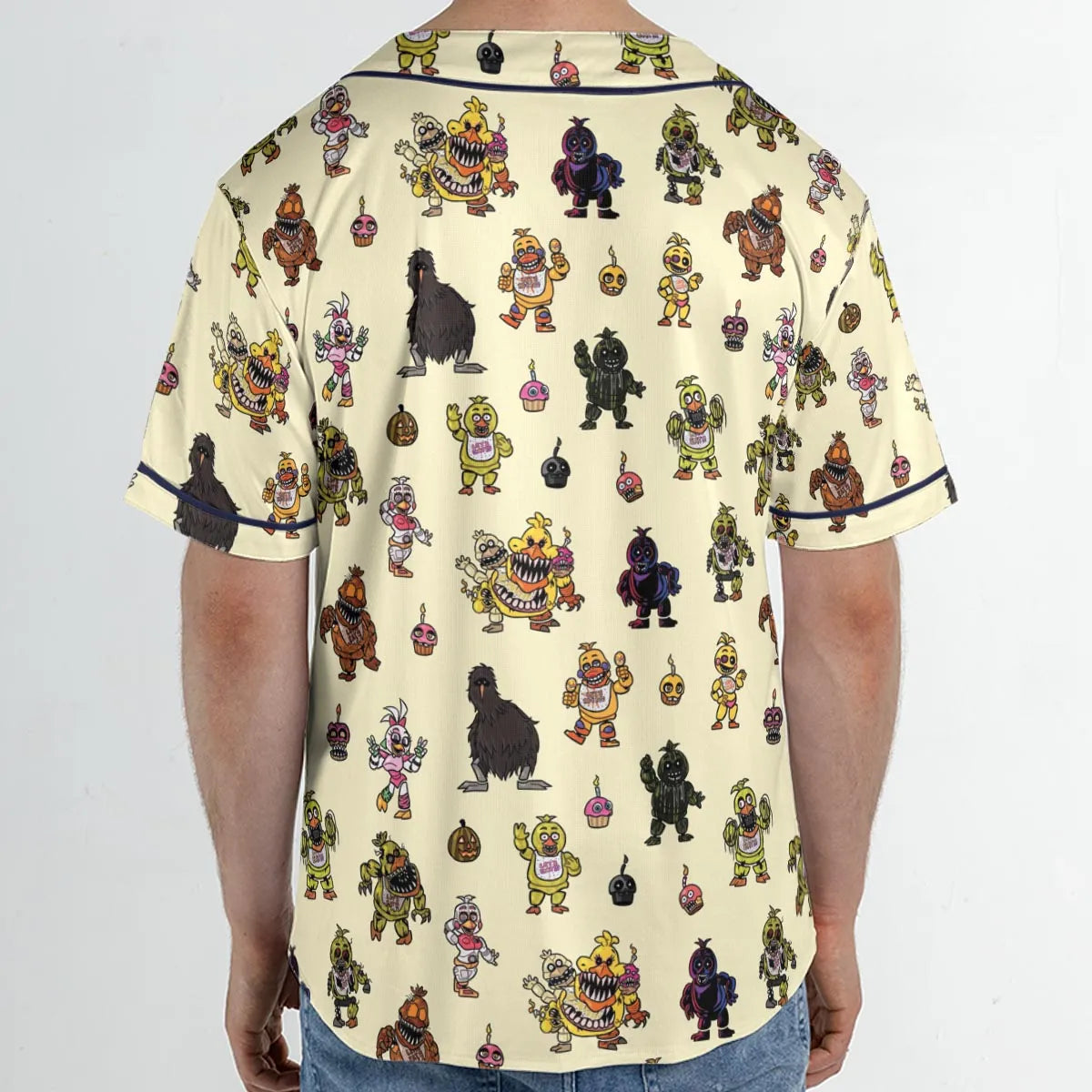 Chica Chicken Five Nights at Freddy's Pattern Unisex Baseball Jersey