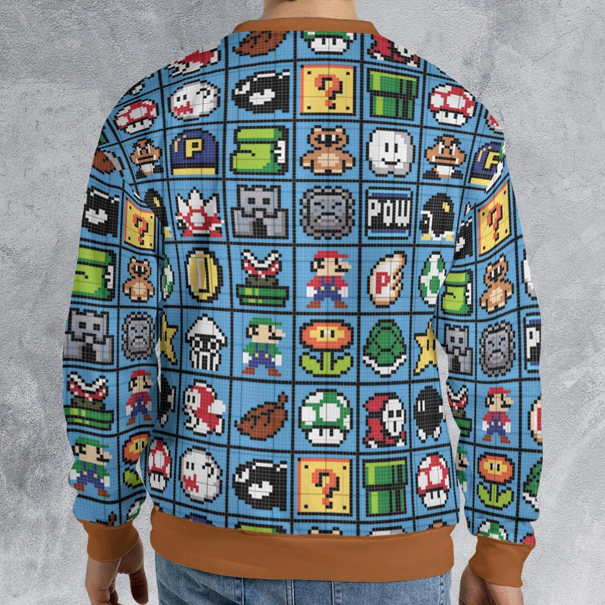 Mario Pixel Super Mario Pattern All-over Print Sweatshirt