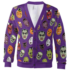 Retro Halloween Masks Cardigan