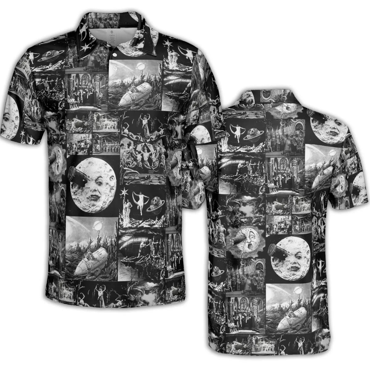 Le Voyage Dans La Lune 1902 AOP Men/Women Polo Shirt