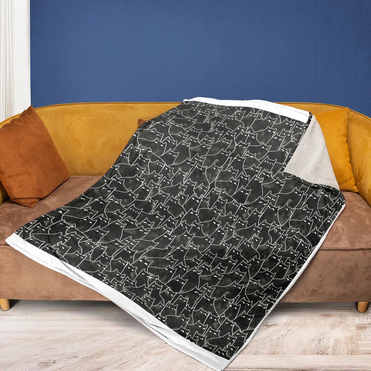Suspicious Cats Funny Cat Fleece Blanket