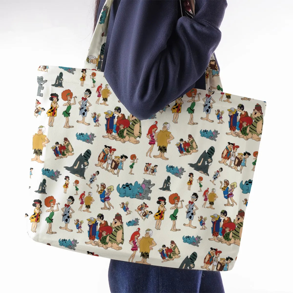 The Pebbles and Bamm Bamm Show Characters Large Tote Bag