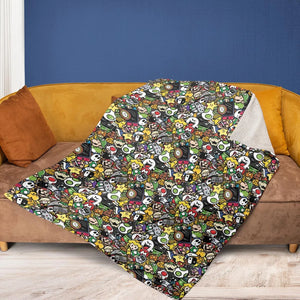 Super Mario Characters All In One Pattern Fleece Blanket