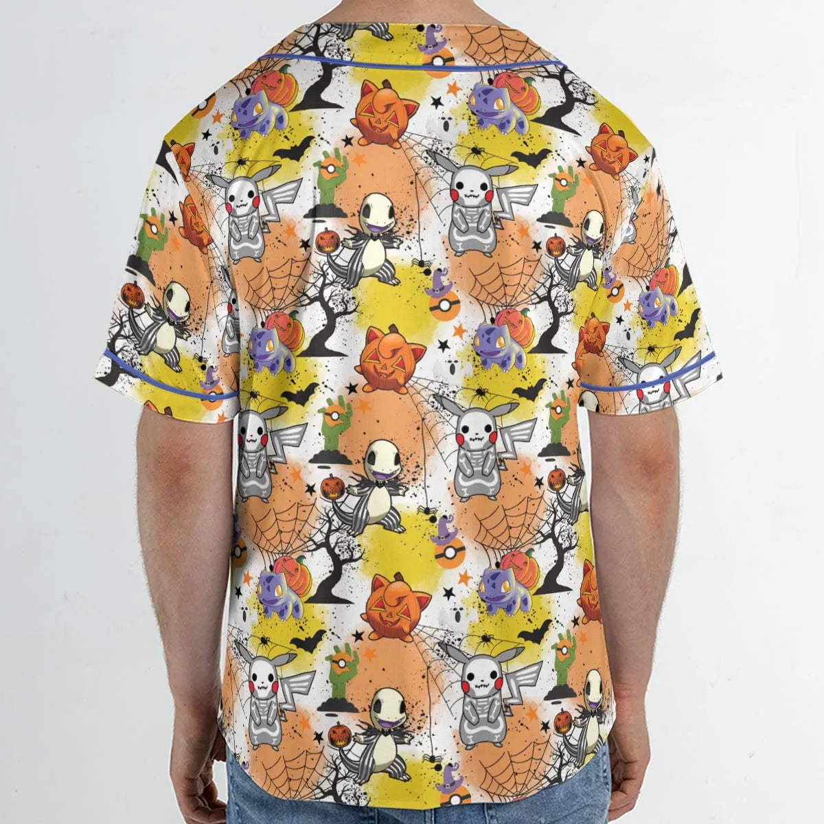 Spooky Costume Pikachu Charmander Jigglypuff Bulbasaur Pokemon Unisex Baseball Jersey