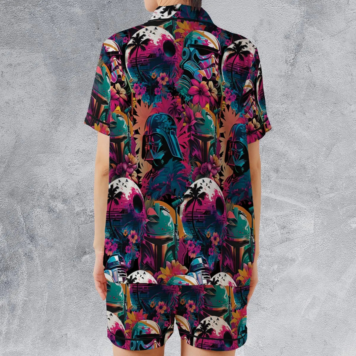Star Wars Synthwave Satin Short-Sleeve Pajamas Set