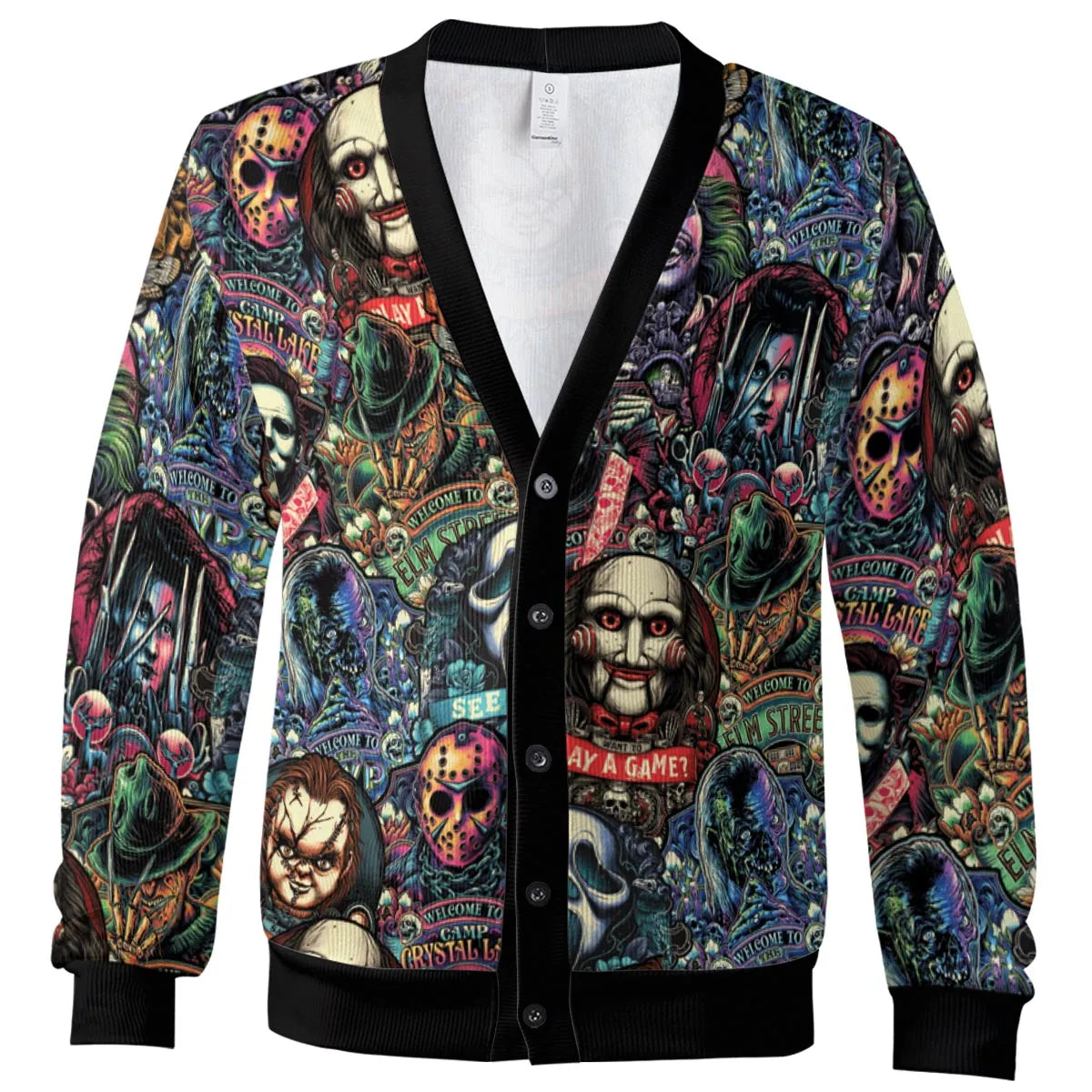 Horror Movie Characters Pattern Cardigan