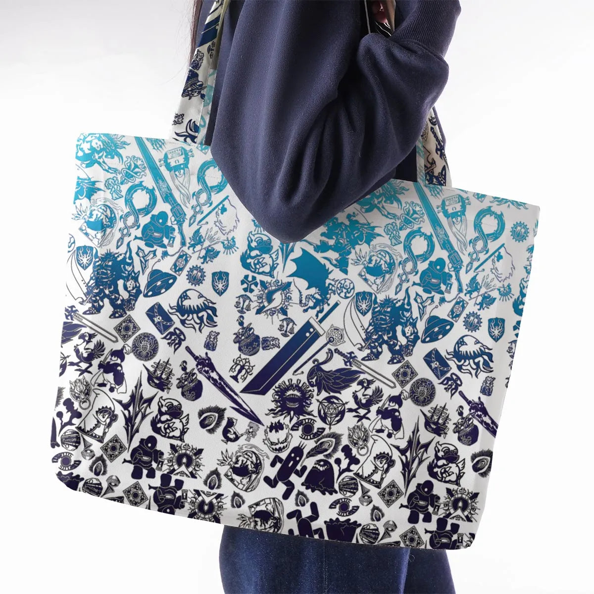 Blue Moggle Final Fantasy Large Tote Bag
