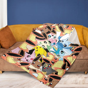 Cute Eevee Evolution Pokemon Fleece Blanket