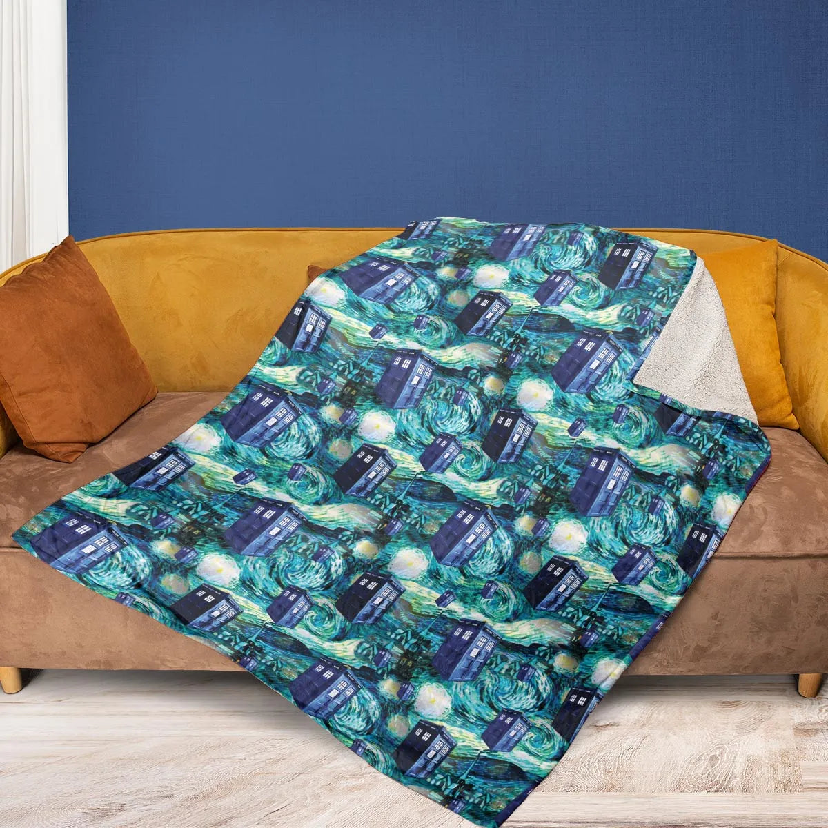 Tardis Starry Night Doctor Who Fleece Blanket