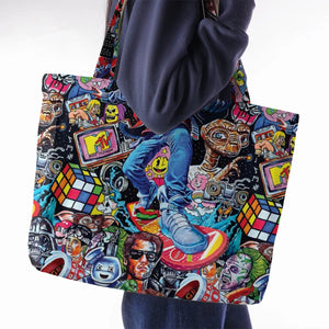 Back To The 80s Pop Culture 80s Movies Characters Large Tote Bag