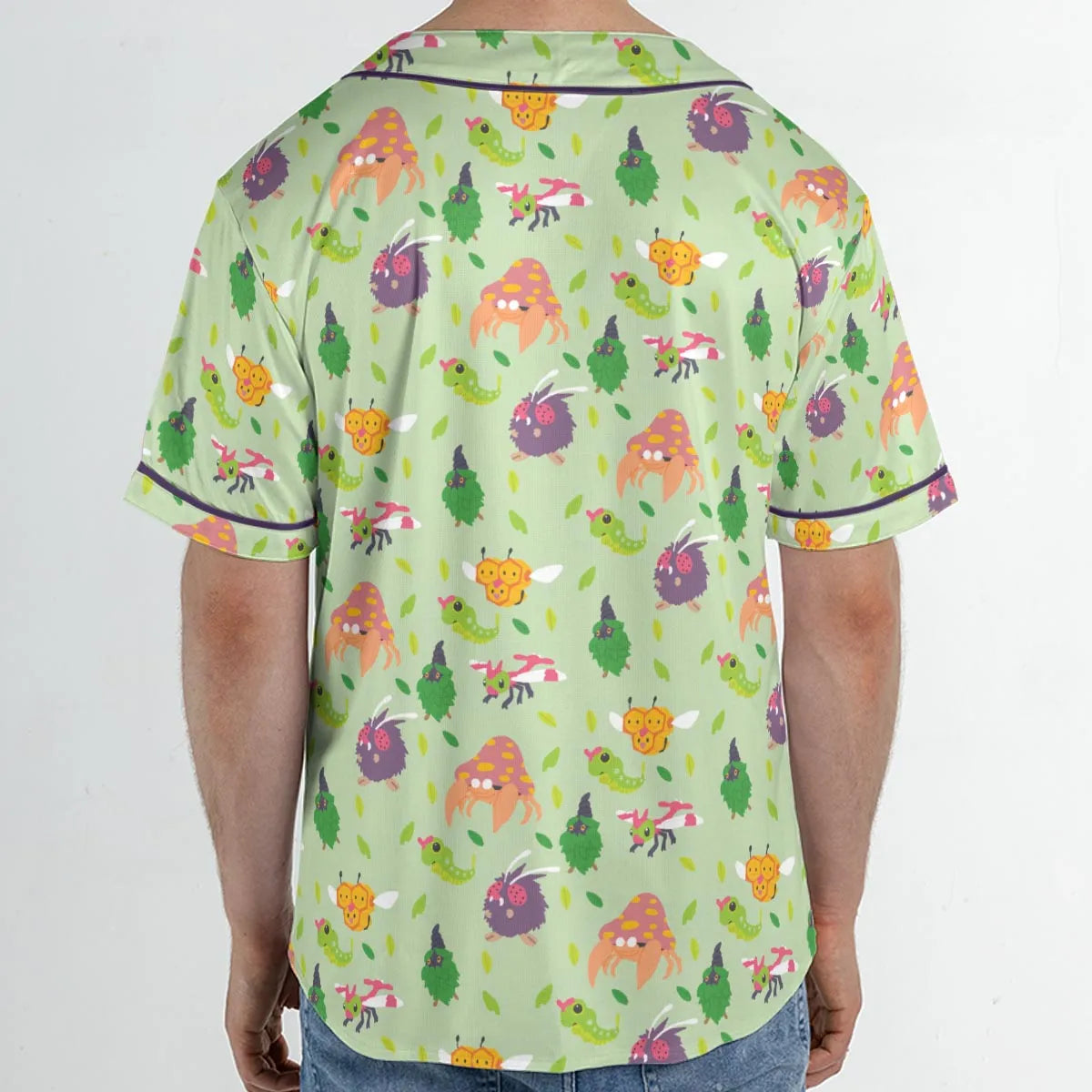 Bug Type Pokemon Pattern Unisex Baseball Jersey