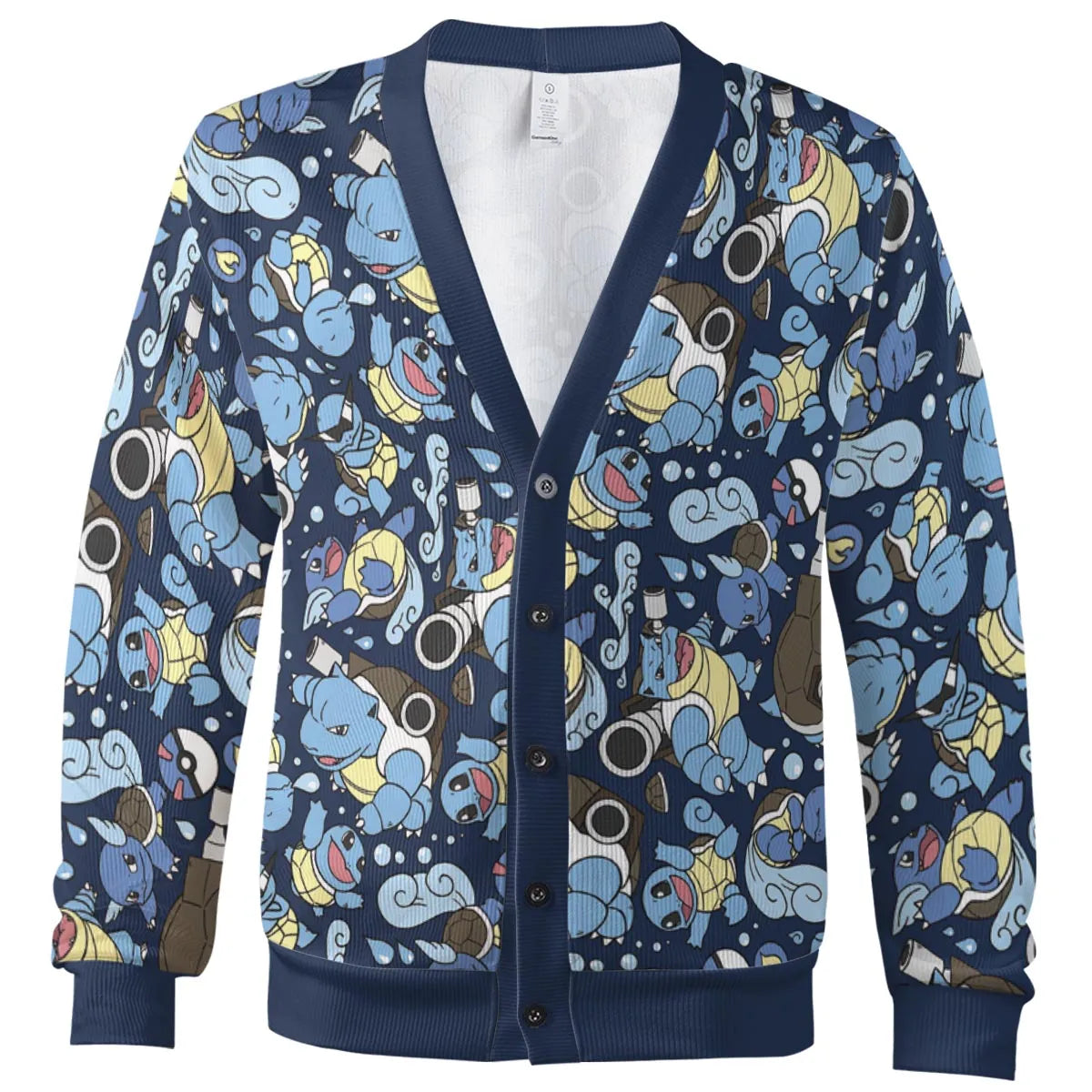 Blastoise Wartortle Squirtle Pokemon Pattern Cardigan