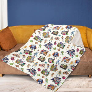 80s Famous Cartoon Characters Pattern Fleece Blanket