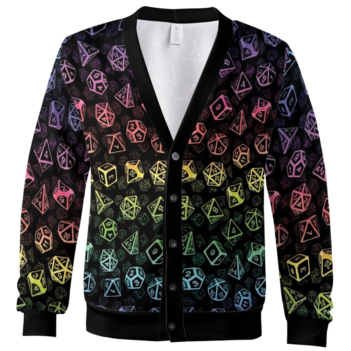 DnD Rainbow Dice Set Pattern Cardigan