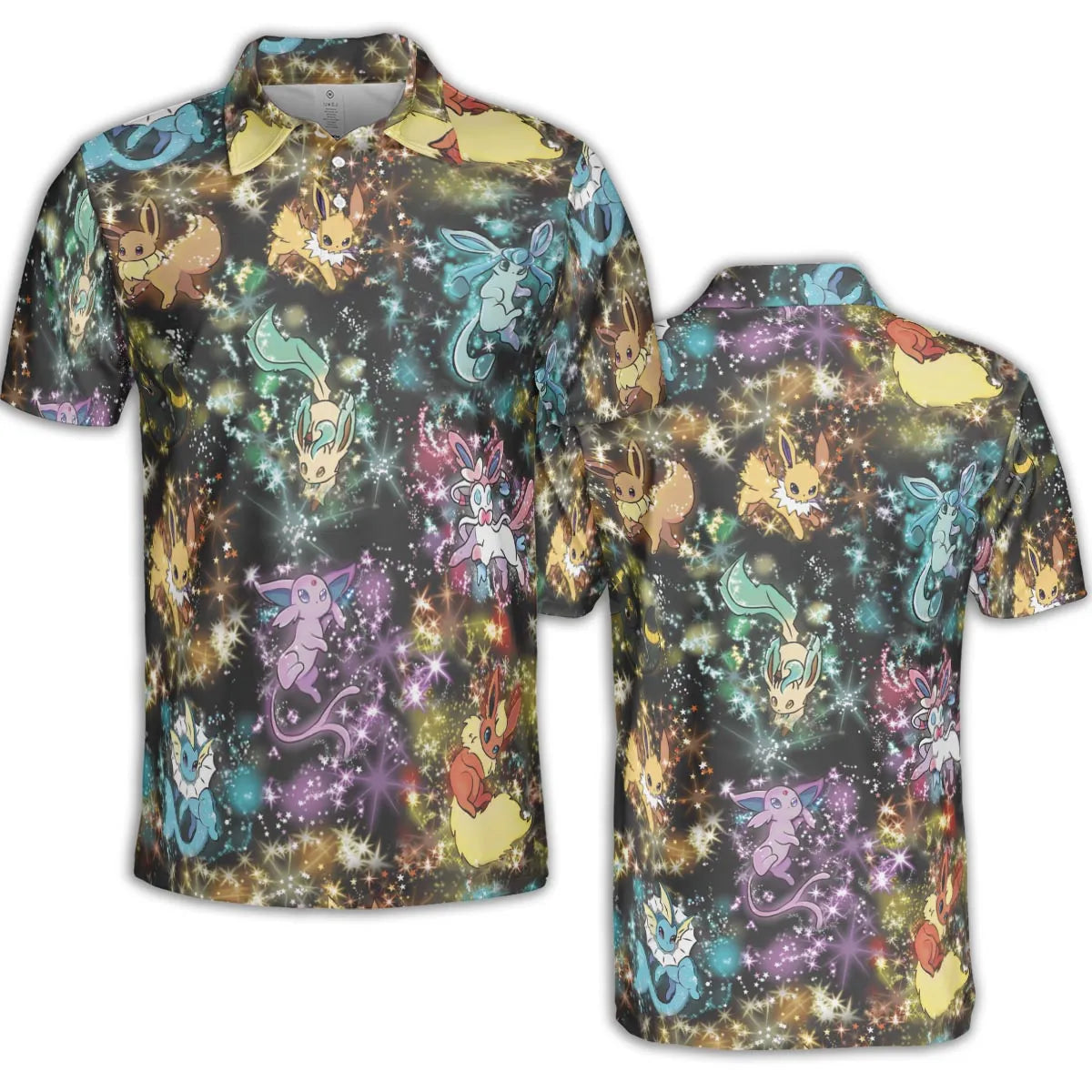 Eevee Evolution in the Galaxy AOP Men/Women Polo Shirt