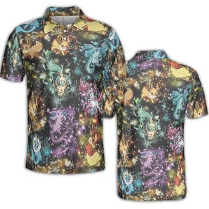 Eevee Evolution in the Galaxy AOP Men/Women Polo Shirt