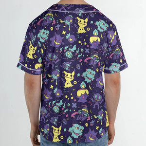 Gengar Ghost Pokemon Pattern Unisex Baseball Jersey
