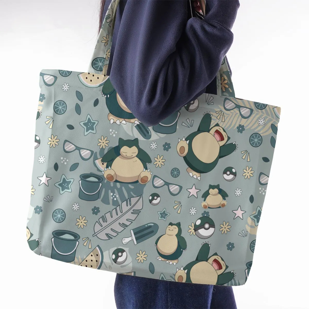 Summer Relax Snorlax Pokemon Large Tote Bag