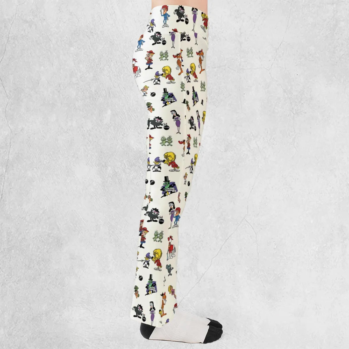 The Adventures of Rocky and Bullwinkle and Friends Characters Pattern Flare Leggings