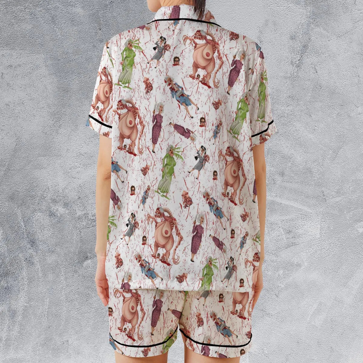 Braindead Dead Alive In North America Satin Short-Sleeve Pajamas Set