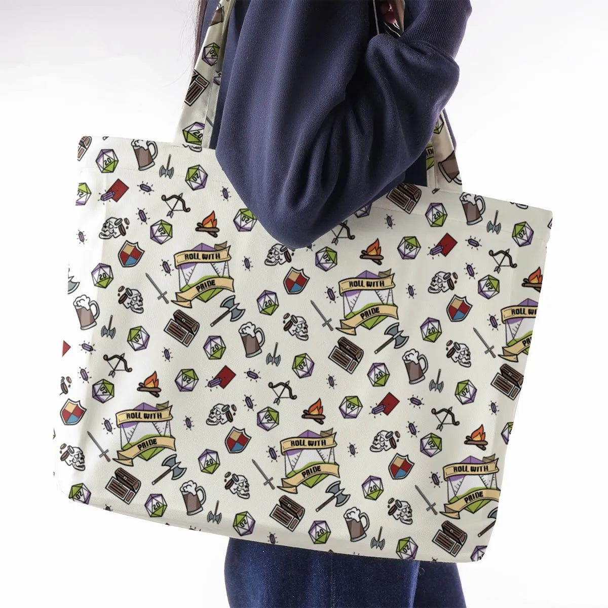 Roll With Pride DnD Large Tote Bag