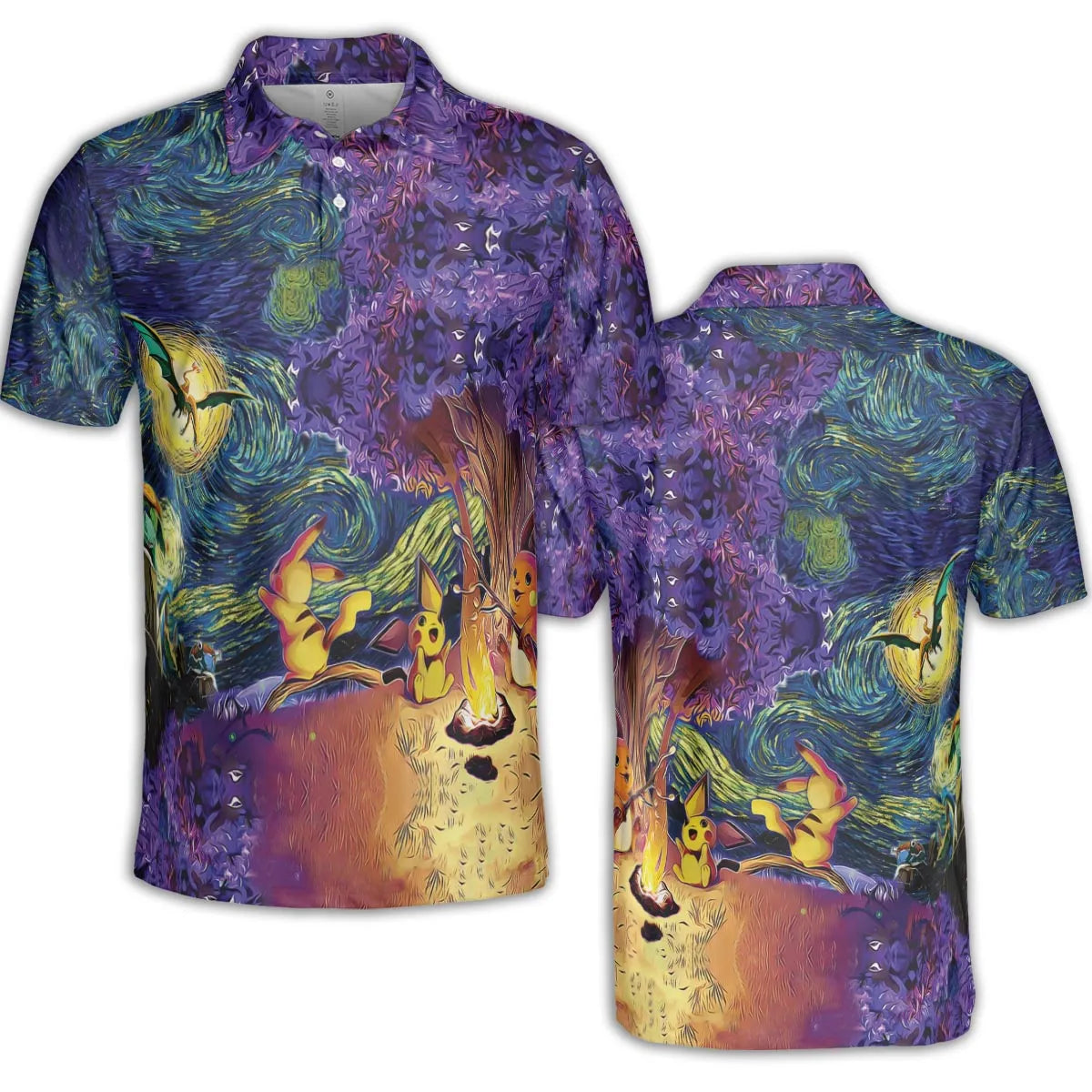 Pokemon Starry Night Campfire AOP Men/Women Polo Shirt