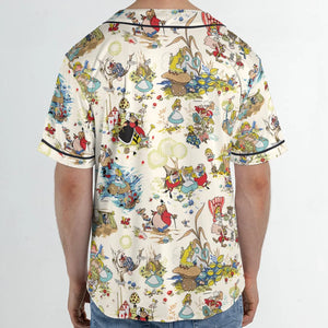 Alice In Wonderland Pattern Unisex Baseball Jersey