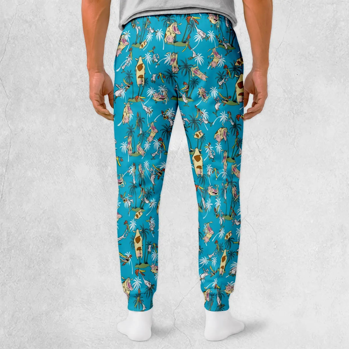 Retro Cartoon Cow and Chicken Sweatpants