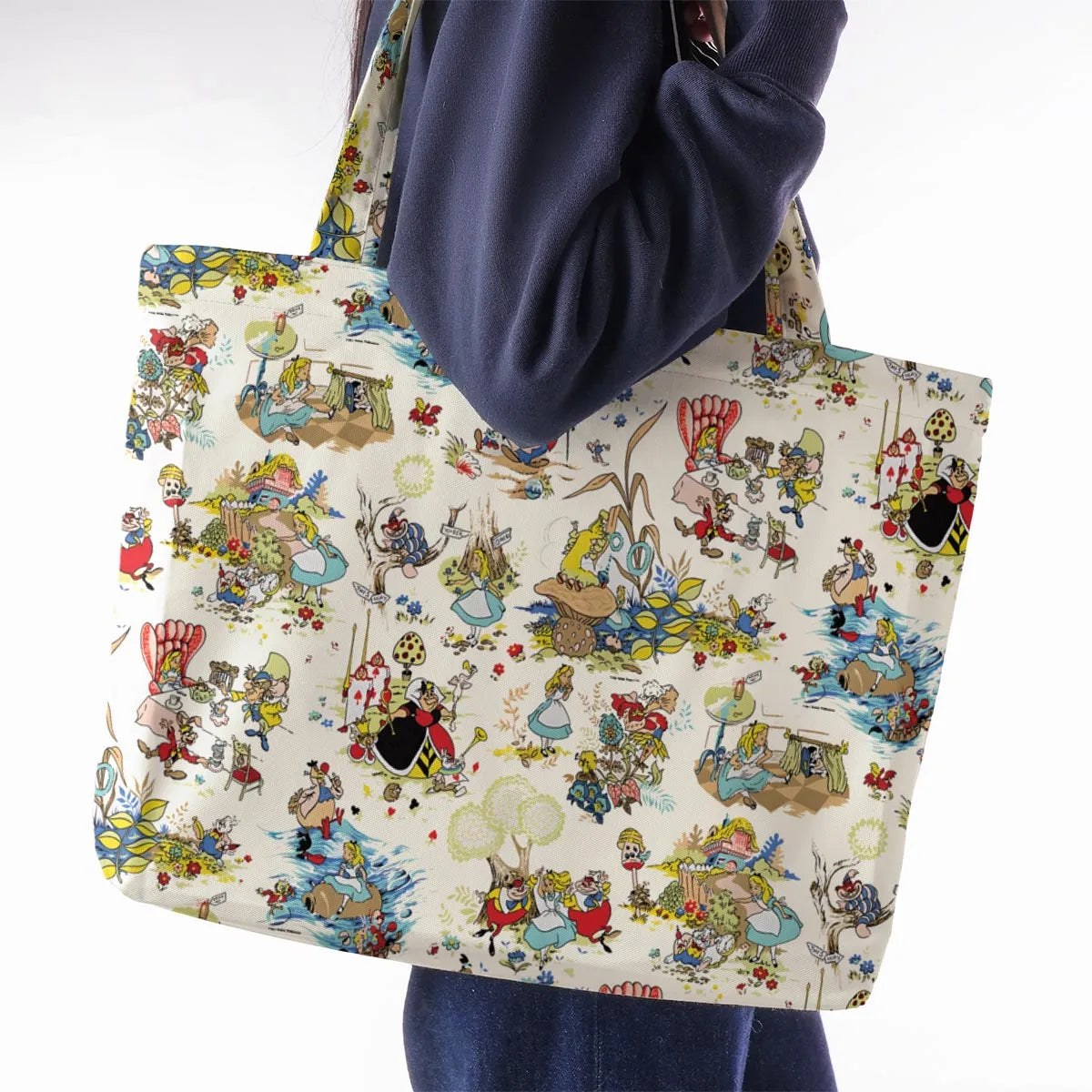 Alice In Wonderland Pattern Large Tote Bag