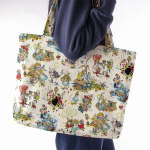 Alice In Wonderland Pattern Large Tote Bag
