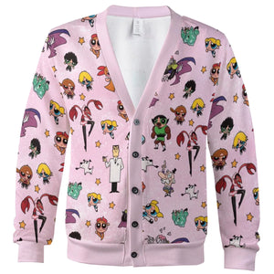 Power Puff Girls Characters Pattern Cardigan
