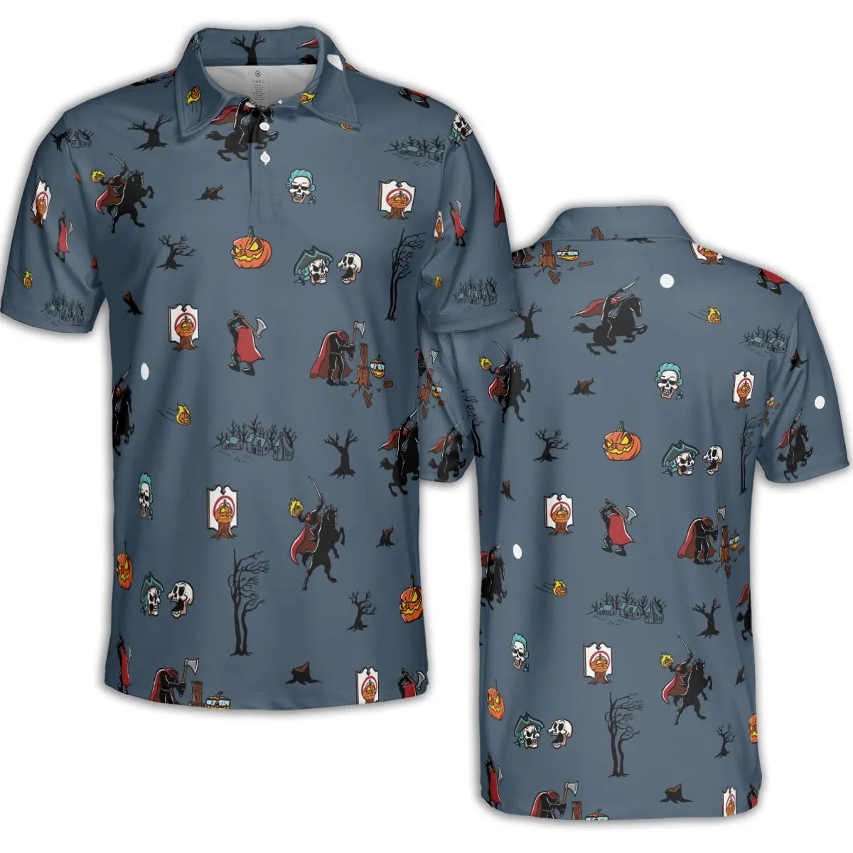 Headless Horseman Ichabod and Mr. Toad AOP Men/Women Polo Shirt