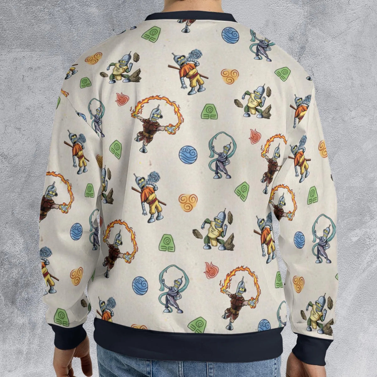 Water Earth Fire Air Bender Futurama All-over Print Sweatshirt