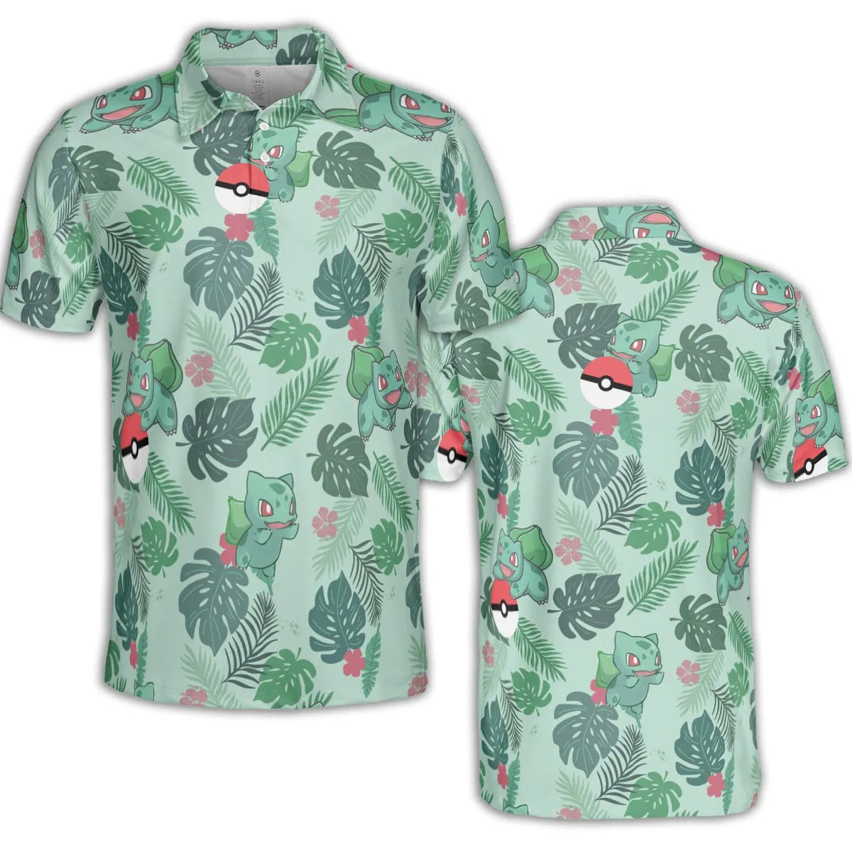 Bulbasaur Pokemon Pattern AOP Men/Women Polo Shirt
