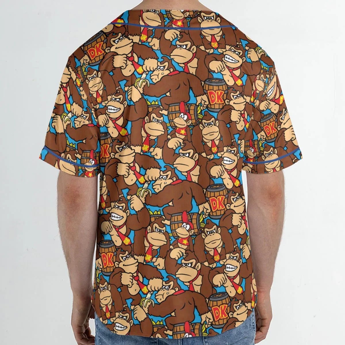 Donkey Kong Pattern Unisex Baseball Jersey