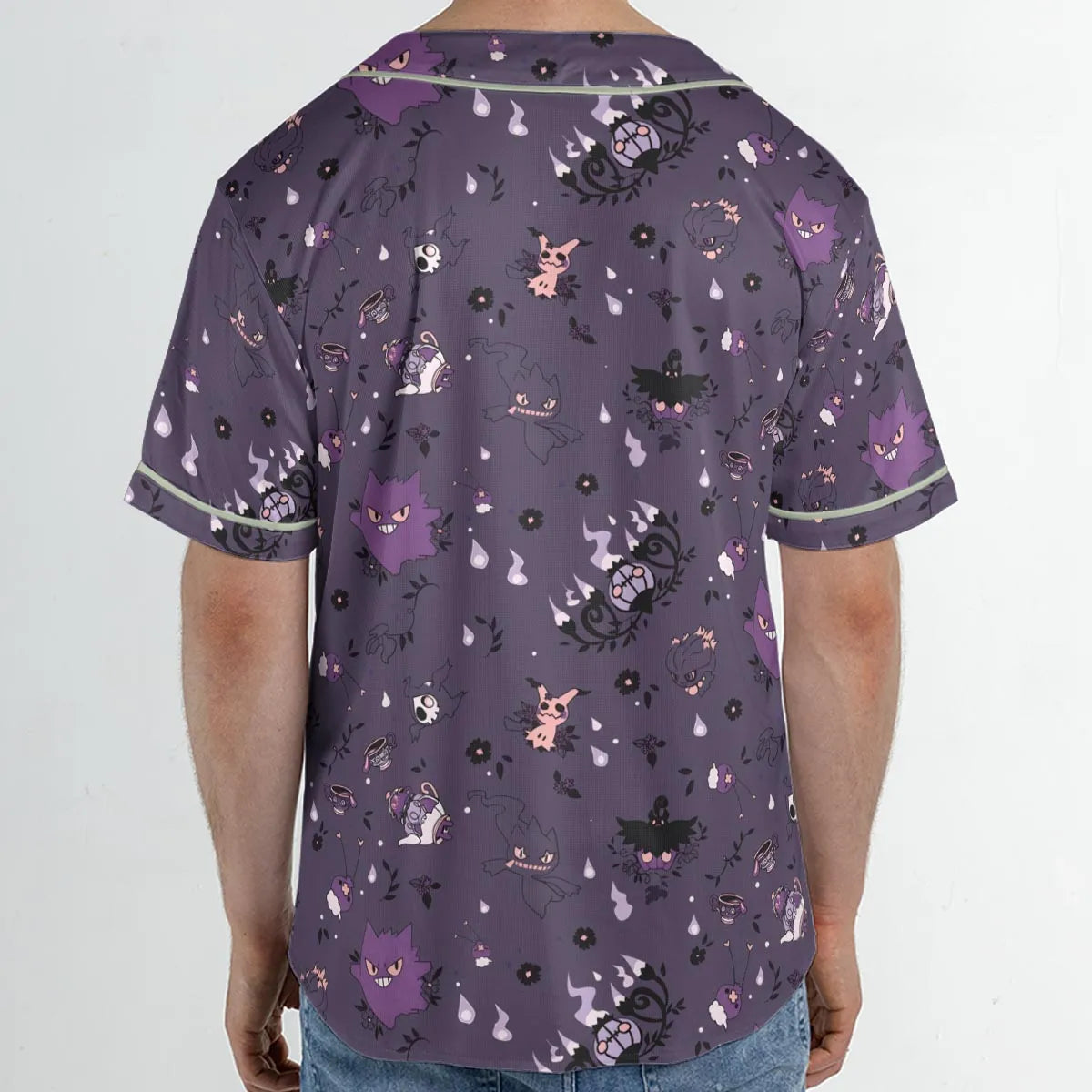 Pokemon Ghost-typen Gengar Banette Litwick Mismagius Unisex Baseball Jersey