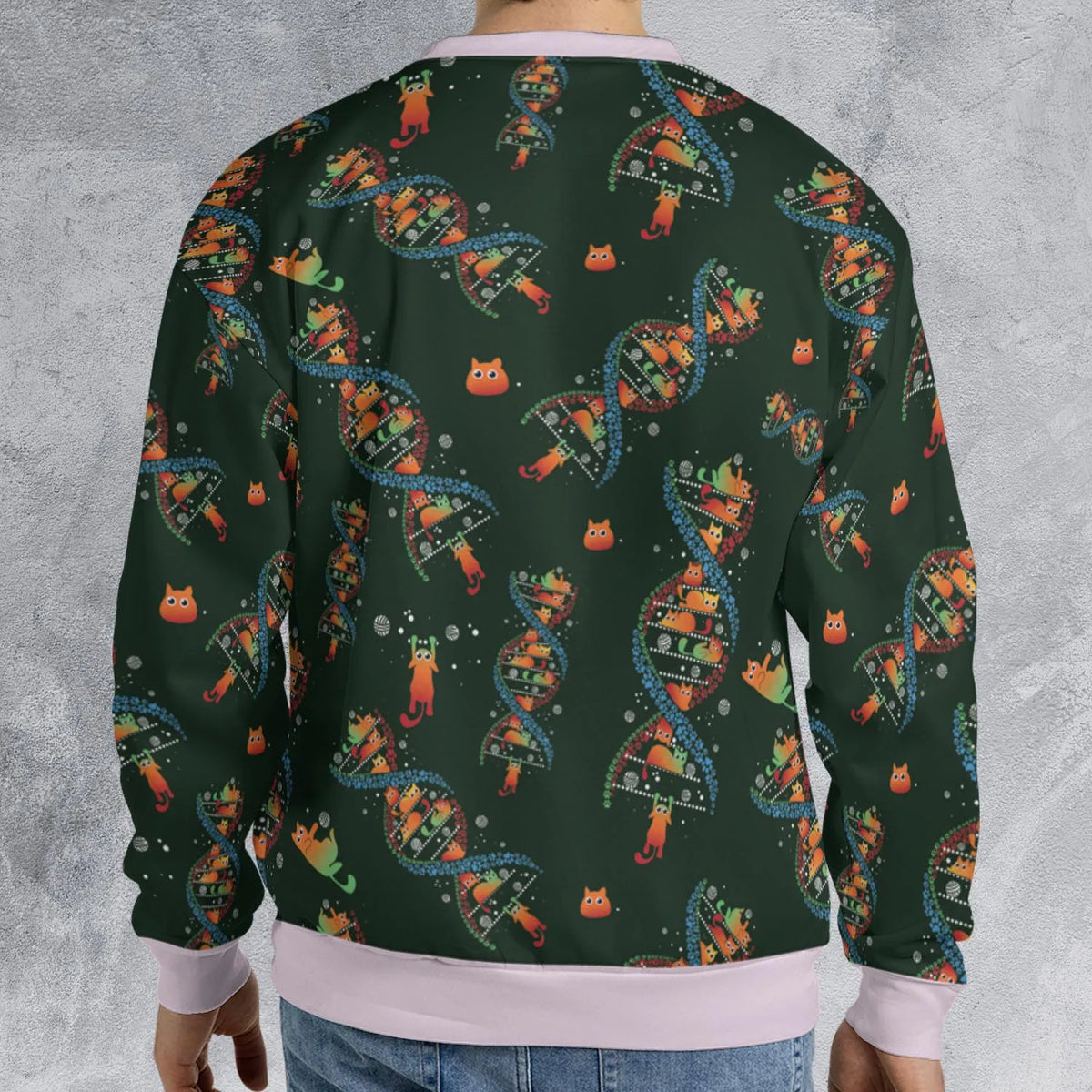 Cat Kitten DNA Pattern All-over Print Sweatshirt
