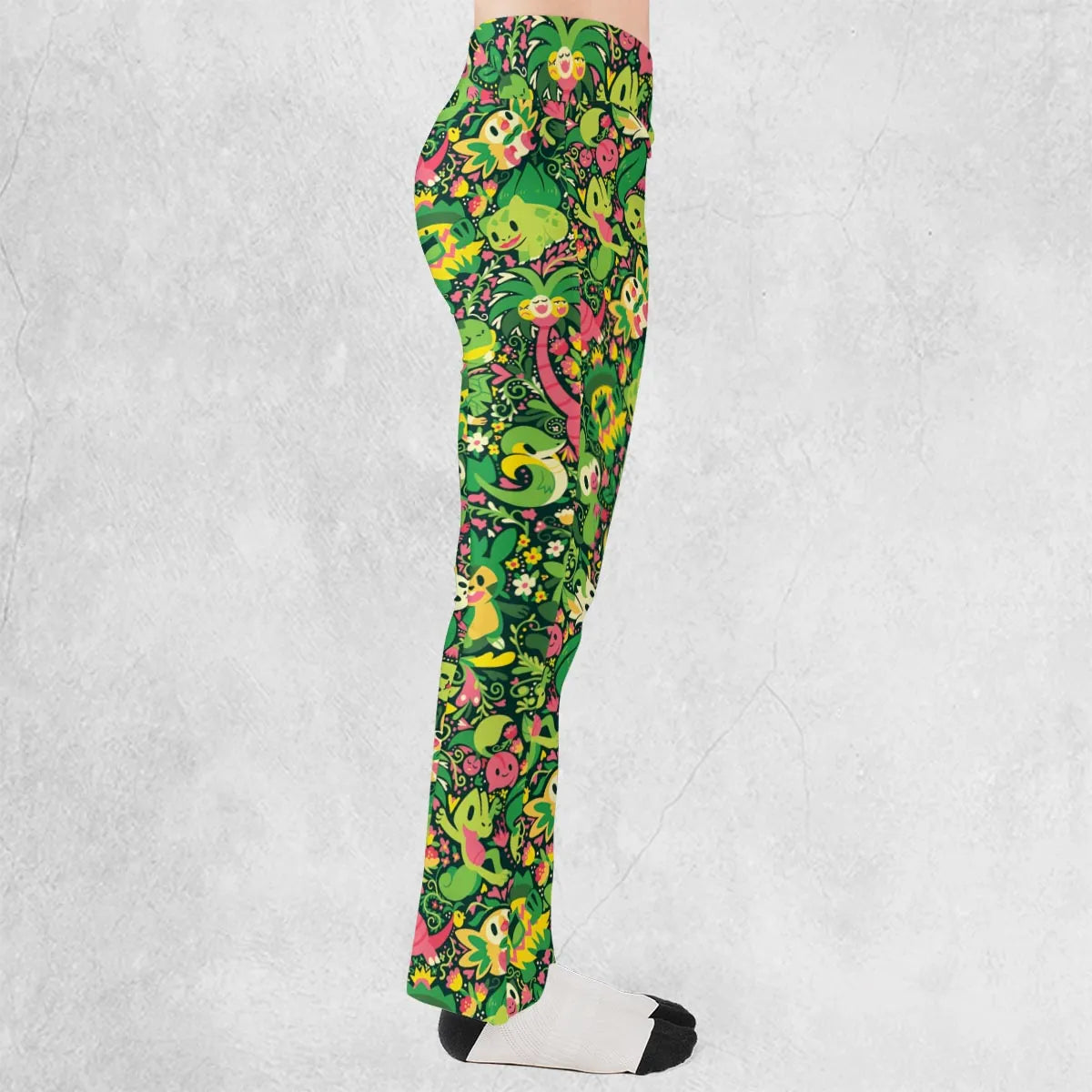 Grass Type Pokemon Pattern Flare Leggings