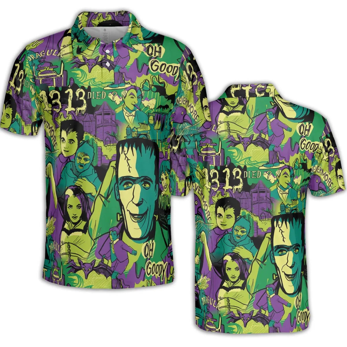 Oh Groovy Frankenstein Universal Horror AOP Men/Women Polo Shirt