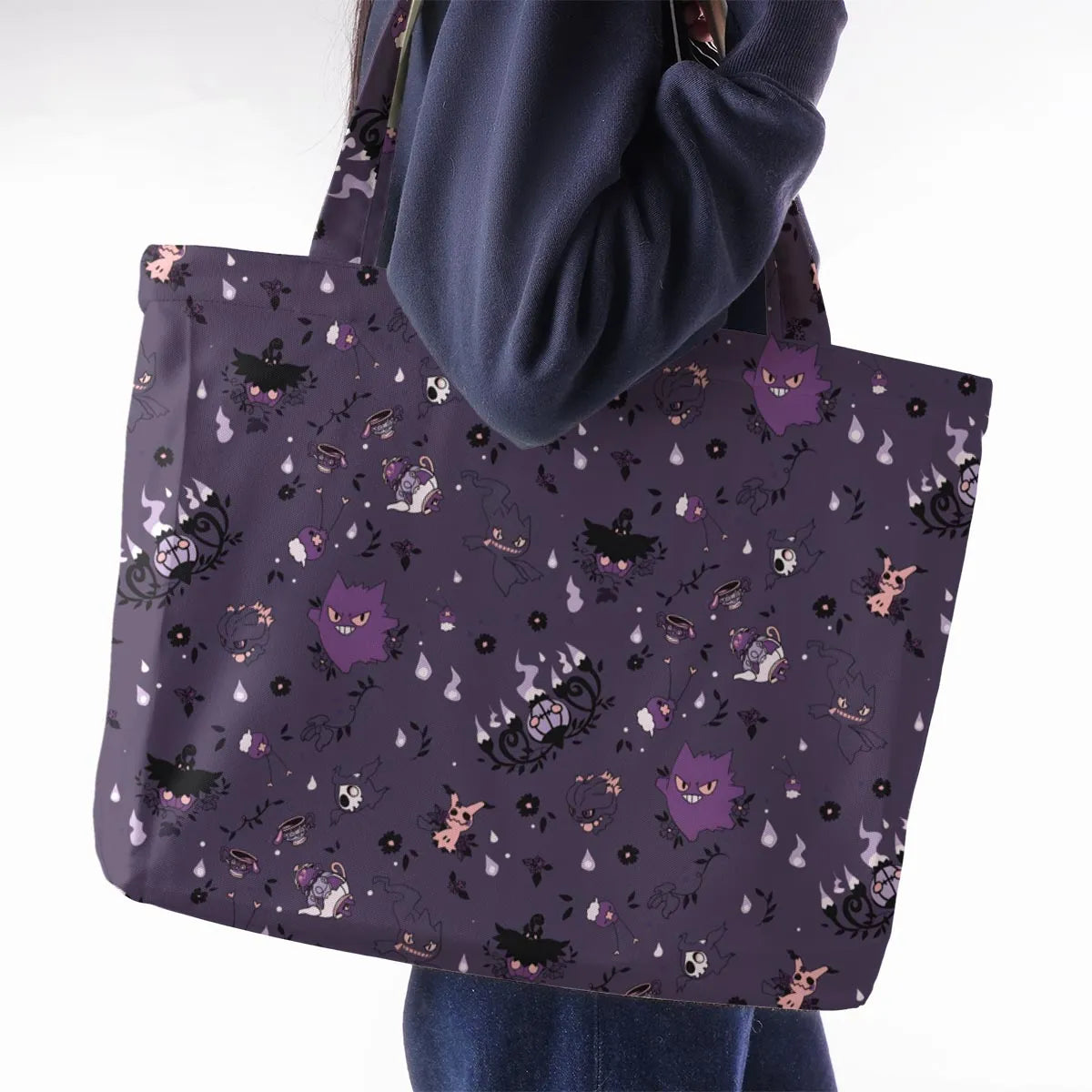 Pokemon Ghost-typen Gengar Banette Litwick Mismagius Large Tote Bag
