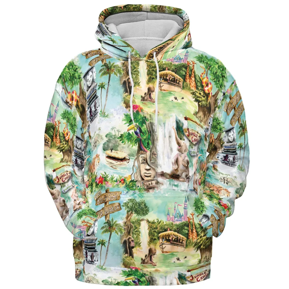 Water Color Jungle Cruise Map All-over Print Hoodie